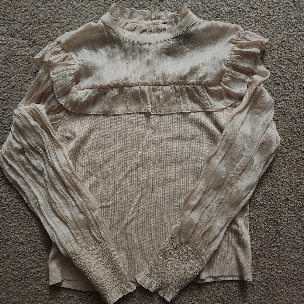 Elegant Cream Ruffled Women's Top